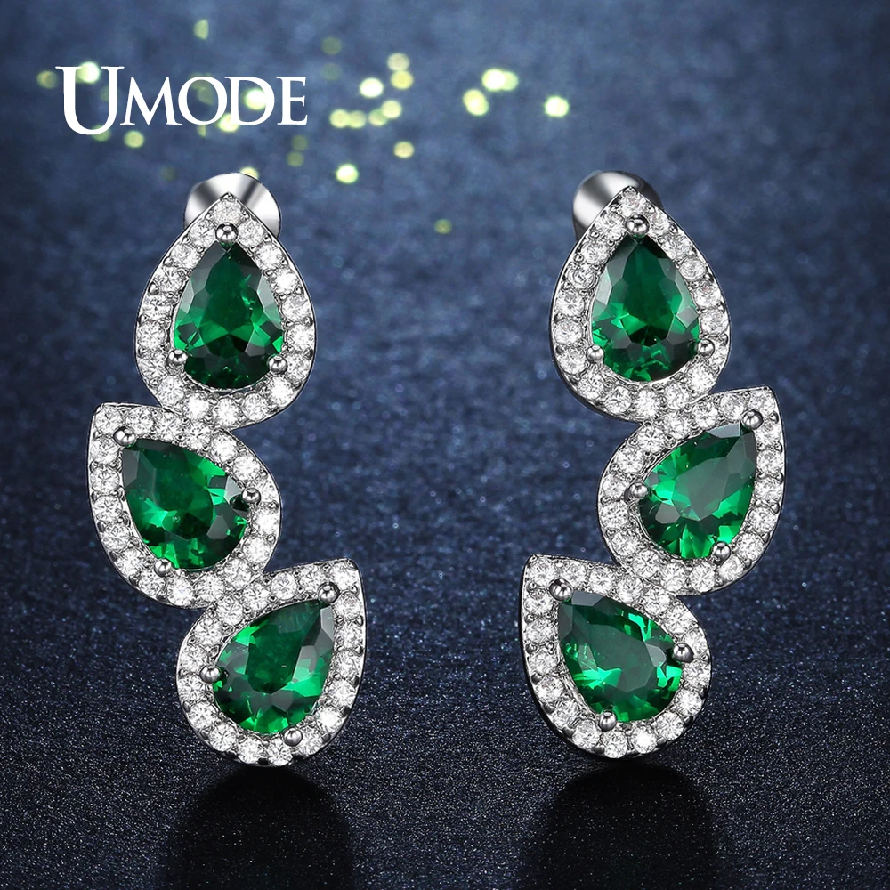 

UMODE Leaves Crystal Drop Earrings with Green Stones for Women Fashion Jewelry Boucle D'Oreille Femme Bijuteria Feminina UE0304C