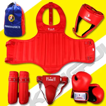 

Hot sale canvas bamboo a set of MMA protectors Taekwondo Karate legwarmers guards arm guard kick boxing Helmet protectors