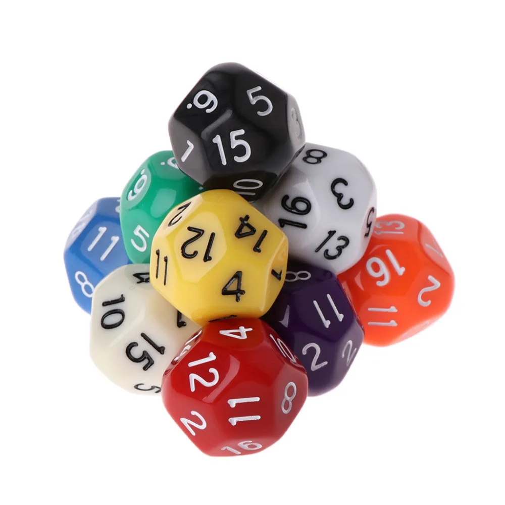 

10pcs 16 Sided Dice D16 Polyhedral Dices For Dungeons and Dragons Table Games