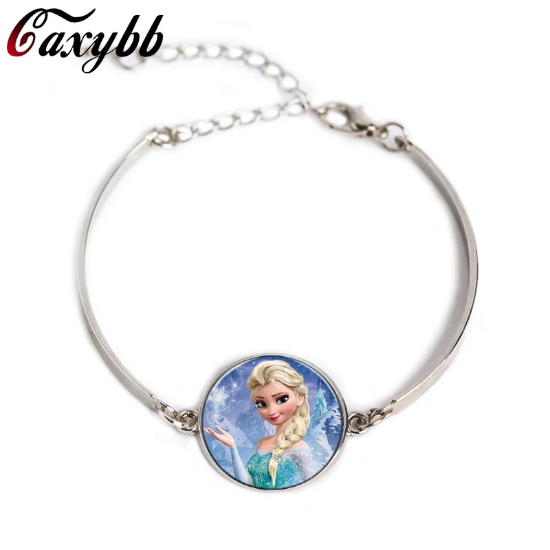 

The hottest Classic anime cartoon Queen Elsa Anna bracelet pretty Snow Queen bracelets romantic prince and princess jewelry girl