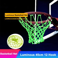 45cm Glowing Light Standard Luminous Basketball Net Green Fluorescence 12 Hook Backboard Rim Ball Basketball Hoop Mesh Network