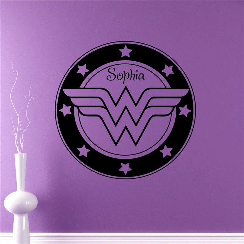 Personalisierte Name Wandtattoo Wonder Woman Vinyl Aufkleber