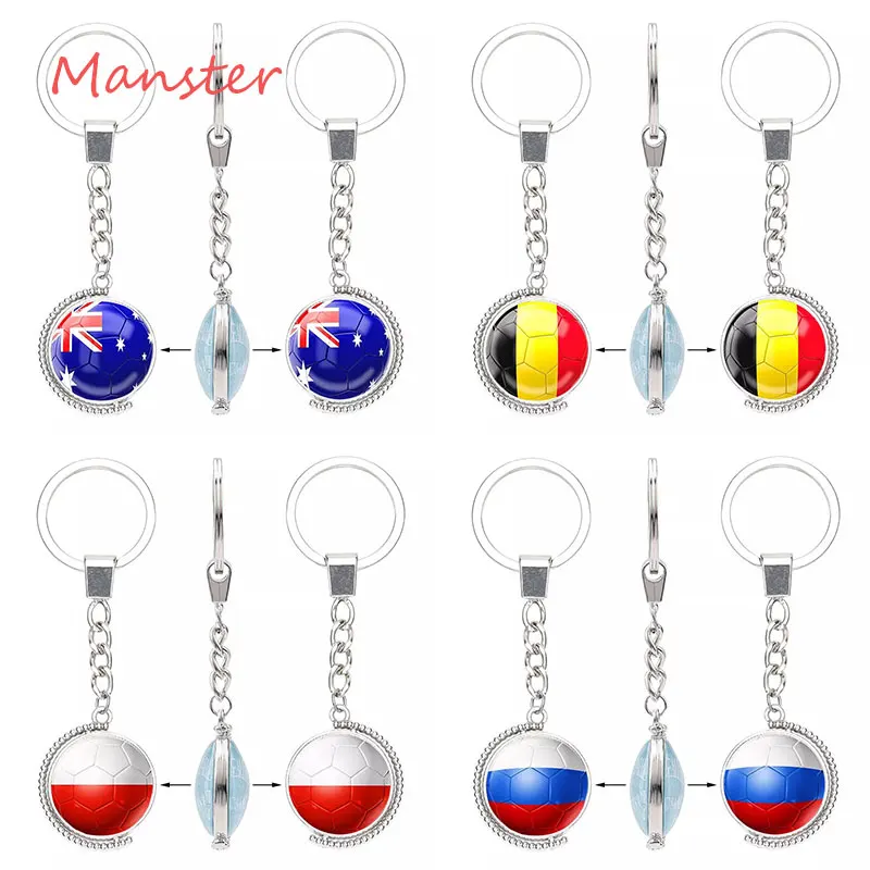

World Cup 32 Top Countries Football Key Chain Football Club Friendship Memorial Keychains Soccer Flag Countries Car Key Holder