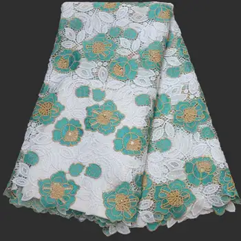 

High Quality Nigerian Guipure Lace African Cord Lace Fabric With Rhinestones Latest African Guipure Cord Lace Fabrics GHX-03