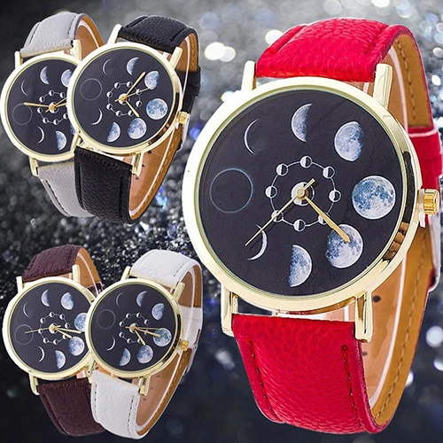 Часы унисекс Moon Phase астрономические космические часы ремешок из искусственной