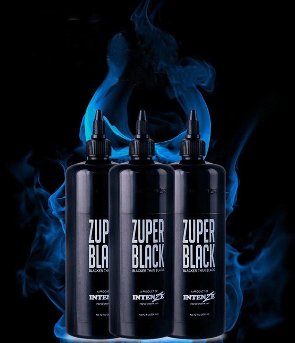 

3PCS Tattoo large bottle ZUPER BLACK tattoo ink pigment 12oz (360ml) permanent tattoo color free shipping