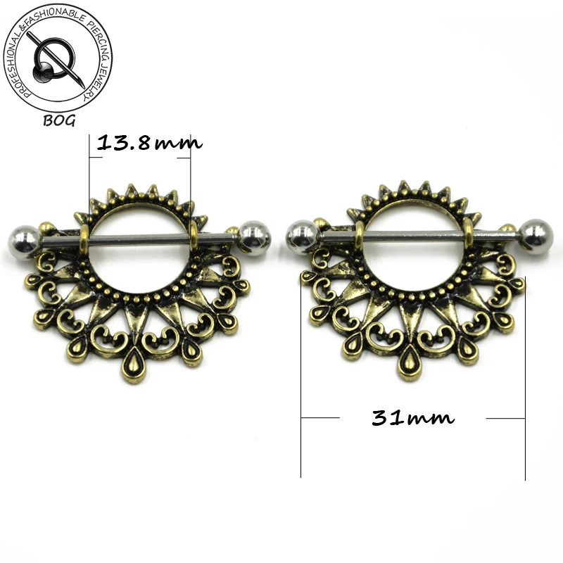 PAIR Tribal Fan Nipple Clickers Shields Rings Body Jewelry