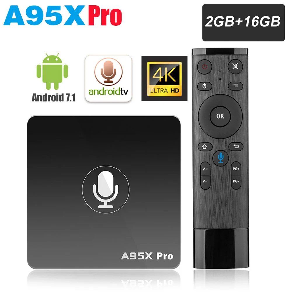 

Google TV Box A95X Pro Android 7.1 Amlogic S905W 2G 16G 1080P 4K HD Set Top Box Voice Control 2.4G WiFi Smart Media Player