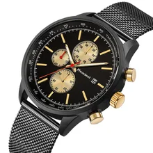 Fashion Chronograph Sports Men's Watches stainless steel mesh analog quartz-watch clock men watches date waterproof wristwatches olevs cool function man s watches waterproof date mesh steel strap chronograph watch business male clock quartz men wristwatches