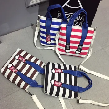 

RURU monkey Bag For Women Canvas Material Hit Color Large Capacity Handbag Ladies Vertical Zipper Stripe Shoulder Bag