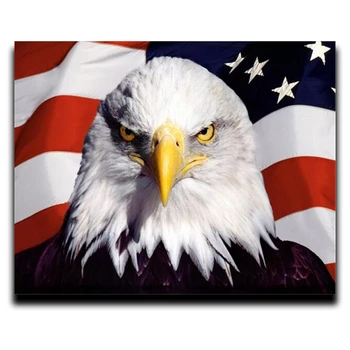 

Diy Diamond paint embroidery cross stitch complete animals Square / Round Rhinestone Mosaic House Decoration Eagle National Flag