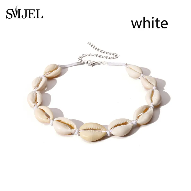 SMJEL Lucky Boho Sea браслеты из раковин и браслеты Веревка Браслет цепочка для женщин и девочек простые пляжные ювелирные изделия лучший друг подарки - Окраска металла: Shell Necklaces