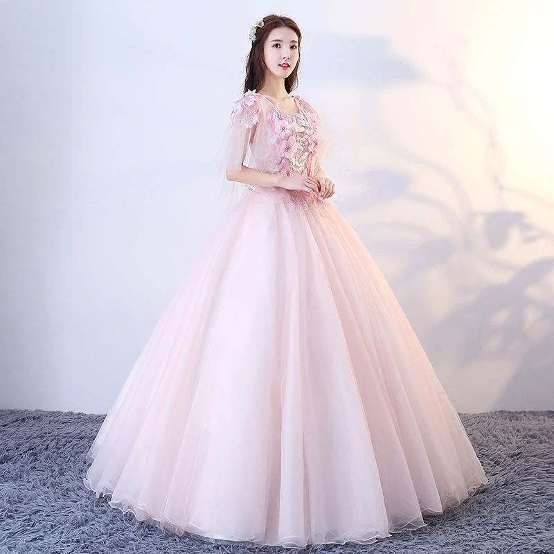 Платья для девочек с кристаллами, пышное платье, розовая аппликация для бального платья, платье с цветочным рисунком, 15 Anos, пикантное платье с открытой спиной, De Soiree