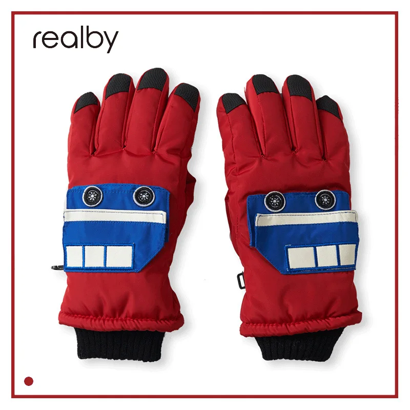 Realby 8 10 Years Olds Outdoor Ski Gloves Female Winter Keep Warm Thicker Cold Children's Gloves