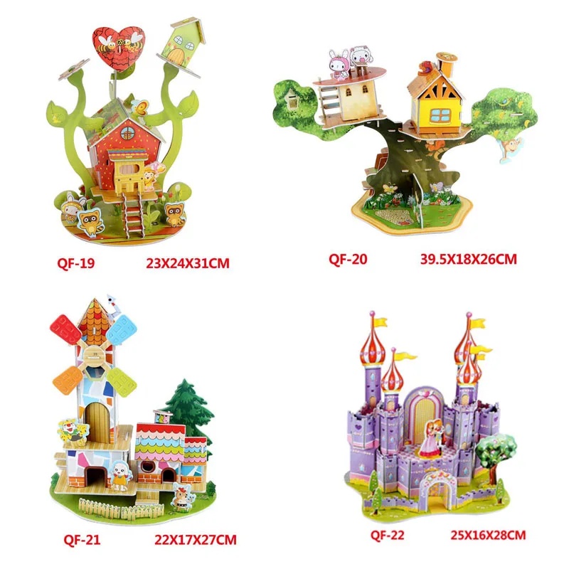 

DIY 3D Puzzle Jigsaw Baby toy Kid Early learning Castle Construction Pattern Model Building Puzzles Kits Toys For Children