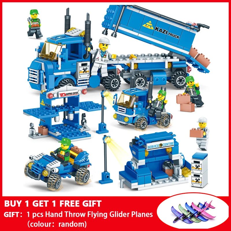 

Kazi 318pcs 4 IN 1 Urban Freight City Truck Blocks Toy Bricks Educational Building Toys for Kids