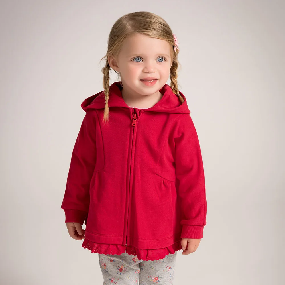DB6042 dave bella/пальто с капюшоном для маленьких девочек детская одежда красного цвета милое детское пальто высокого качества
