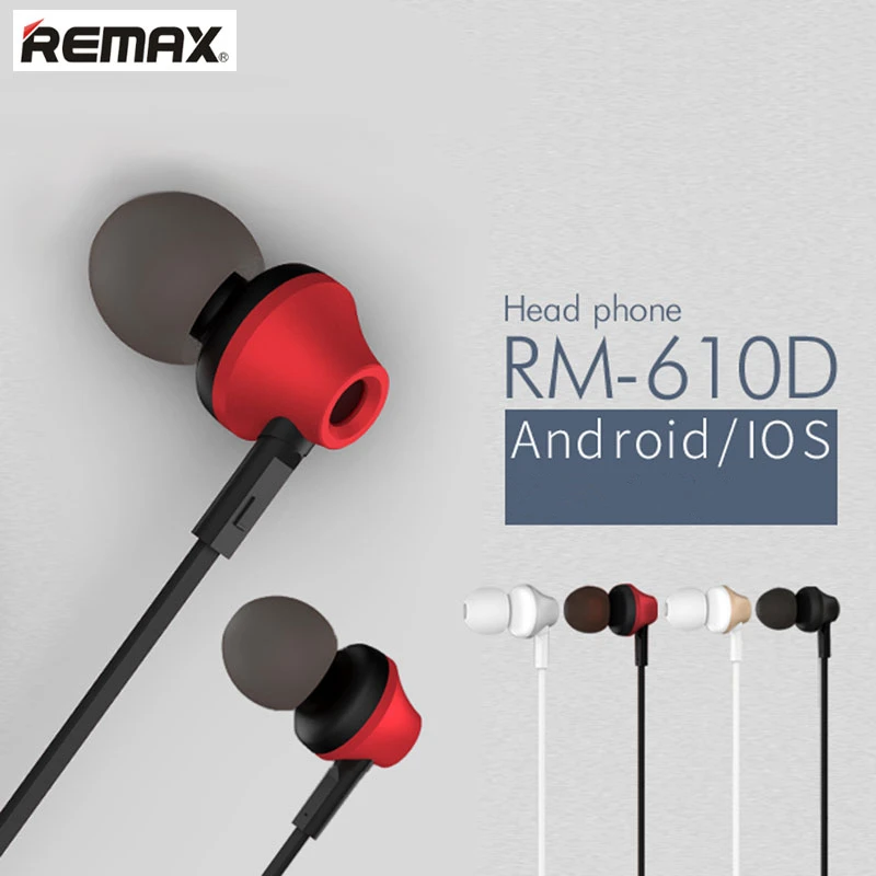 

Original Remax 610d Metal Earphones Sport Earphone 3.5mm In-ear Stereo Music Headsets with Mic For iPhone Xiaomi