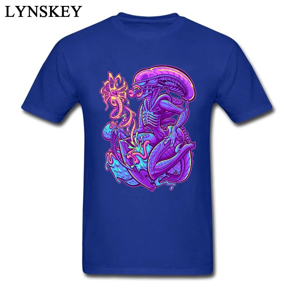 T-shirts 3D Printed Short Sleeve Fashion Crew Neck 100% Cotton Tops Tees Normal Summer Autumn ALIEN PINUP Tee-Shirts for Men blue