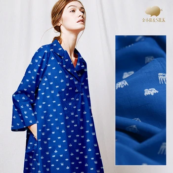 

Crown digital printed silk dupion fabric sapphire 30mm stiff shirt dress heavy silk fabric wholesale silk cloth