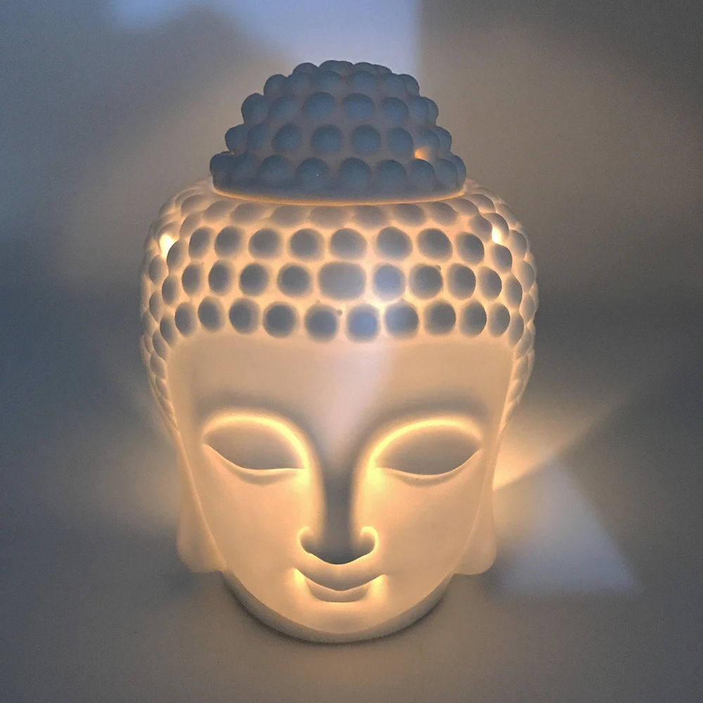Ceramic Aromatherapy Oil Burner Buddha Head Aroma Essential Oil