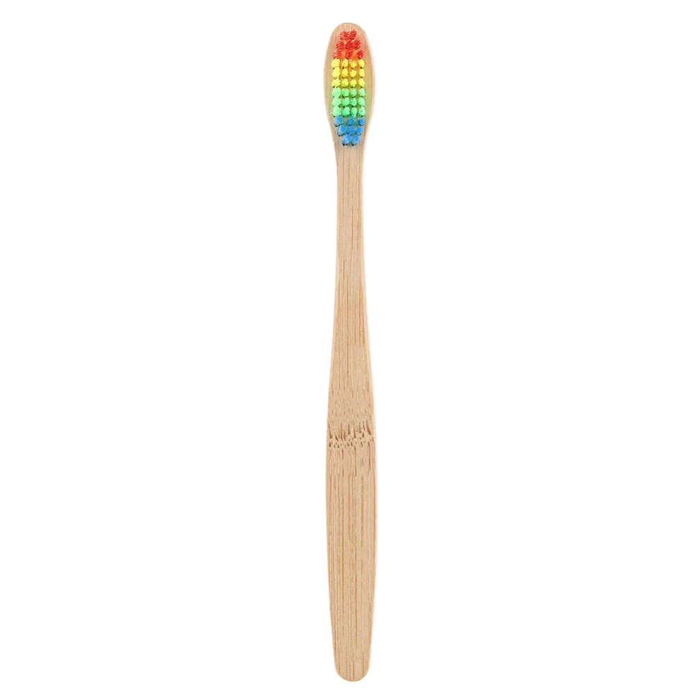 Y& W& F 1 шт Экологичная бамбуковая зубная щетка радужной расцветки, Мягкая зубная щетка с бамбуковой щетиной для ухода за полостью рта