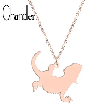 

Chandler Bearded Dragon Lizard Necklace Dragon Jewelry Pet Reptile Gift Personalized Gold Rose Gold Color Steel Collars