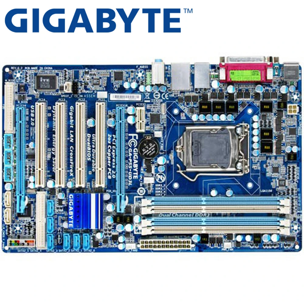 Десктопная Материнская плата GIGABYTE P55 Socket LGA 1156 i3 i5 i7 DDR3 16G ATX оригинальная UEFI BIOS б/у