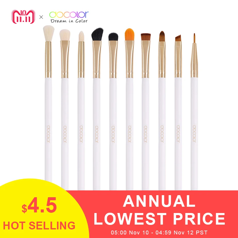 Docolor 10PCS Eye Makeup Brushes Set Eyebrow Eyeline Eyeshadow Brush Blending Lip Large Eye Shadow Make Up Brushes Cosmetic Kit цена Docolor 10PCS Eye Makeup Brushes Set Eyebrow Eyeline Eyeshadow Brush Blending Lip Large Eye Shadow Make Up Brushes Cosmetic Kit цены онлайн
