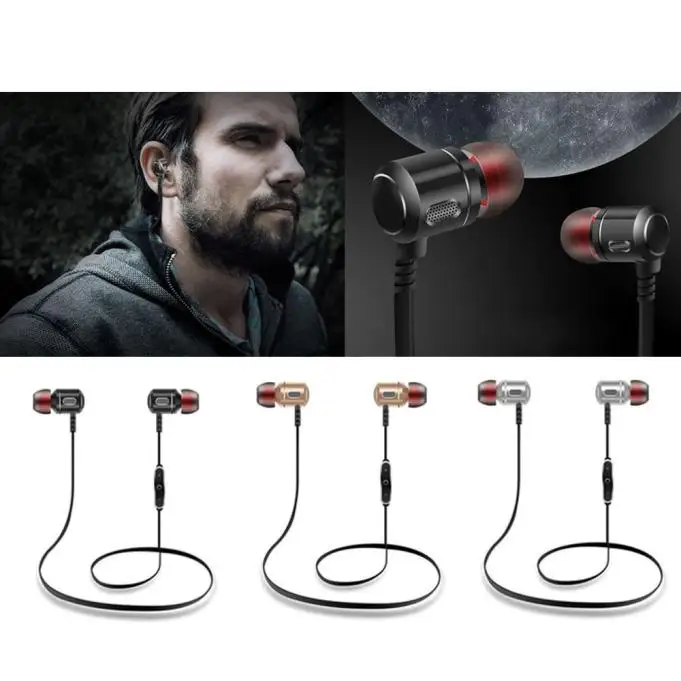 Sport Bluetooth Headset Wireless Headset Wireless Headset Stereo Bass Eardphone Magnetic Headset with Microphone For Phone