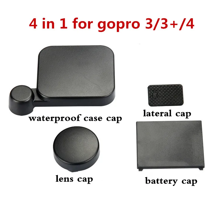 

4 in 1 Kits Lens Cover Housing Lens Cap Replacement Battery Door waterproof case lateral Cover For GoPro Hero 3/3+/4 Accessory