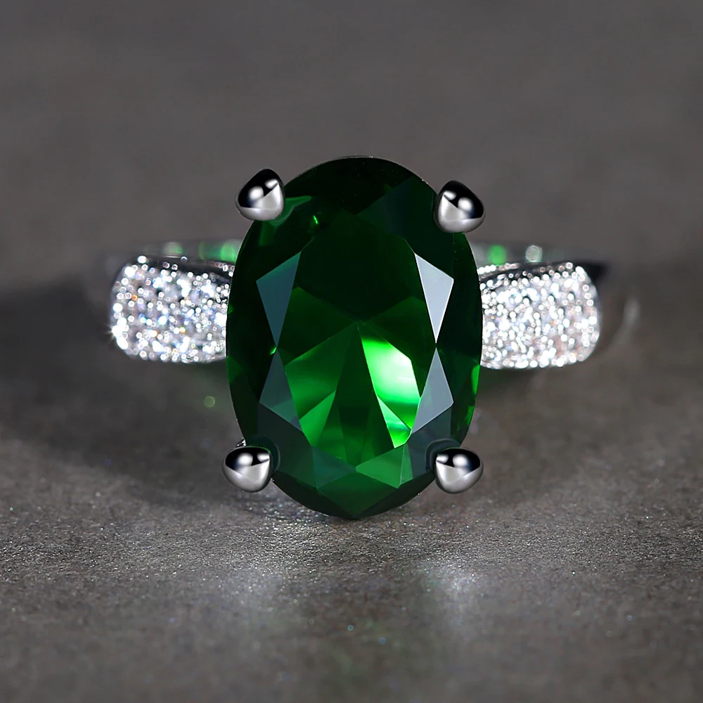 

Wholesale silver ring Fashion jewelry Silver Ring Charm green JYOBCFRP