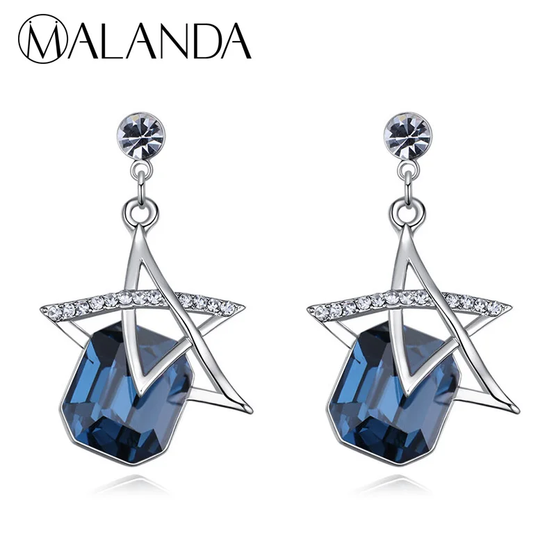 Malanda Фирменная новинка мода площади кристалла от Swarovski Циркон Висячие серьги Для