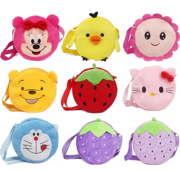 Плюшевая Наплечная Сумка 18*18 см клубника Подсолнух Минни Hellokitty желтая утка