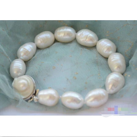 

Free shipping >>>>>>P4620 8" 14mm NATURE WHITE RICE freshwater pearl BRACELET