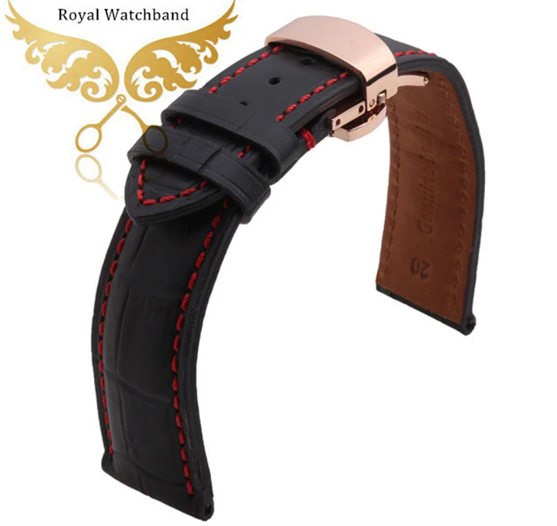 Watch band 18mm 19mm 20mm 22mm Men Black Italy Genuine Leather Watch