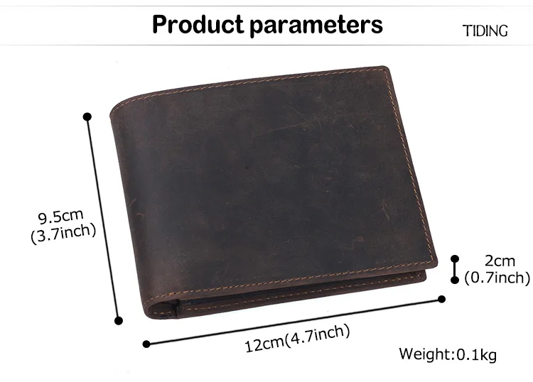 TIDING простой двойной складной кошелек для мужчин наличные портмоне держатель для кредитных карт слоты Ретро Кожаный Кошелек Съемный ID Окно 4023