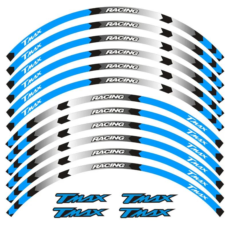 Новинка, высокое качество, 12 шт., подходят для мотоцикла, колеса, стикер, полоса, светоотражающий обод для Yamaha TMAX 500 530
