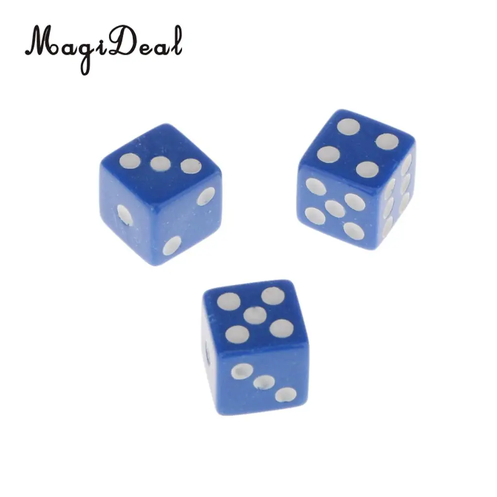 MagiDeal 12mm 50Pcs/Set Acrylic Six Sided Spot Dice for Table Game Party Games Dice Toys Gift 6Colors