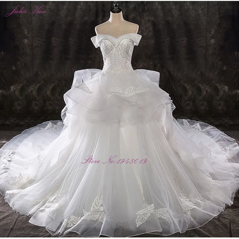 Julia Kui настоящая фотография винтажное бальное платье из органзы свадебное платье милое, с бусинами свадебное платье Vestido De Novia изготовление на заказ