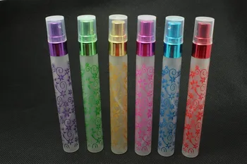 

10ML Forsted Flower Printing Long Tube Spray Glass Perfume Bottle 12PCS/LOT