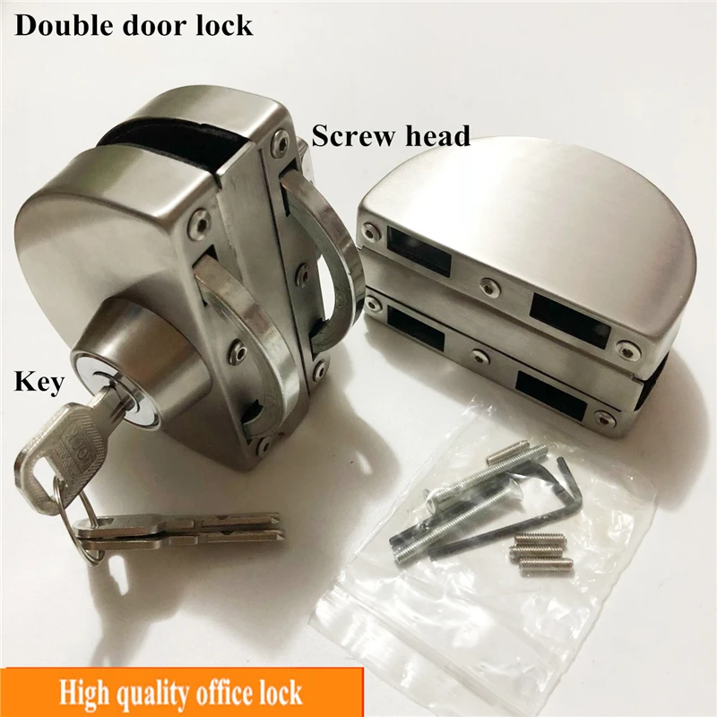 1 комплект Двойной Open Glass дверной замок Нержавеющая сталь двойной болт на сдвигающуюся дверь, замок на 10-12 мм очки для офиса безопасности