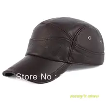 Зимняя мужская шапка из натуральной кожи, бейсболка, большая, регулируемая, с ушами, мужская, для пожилых, толстая