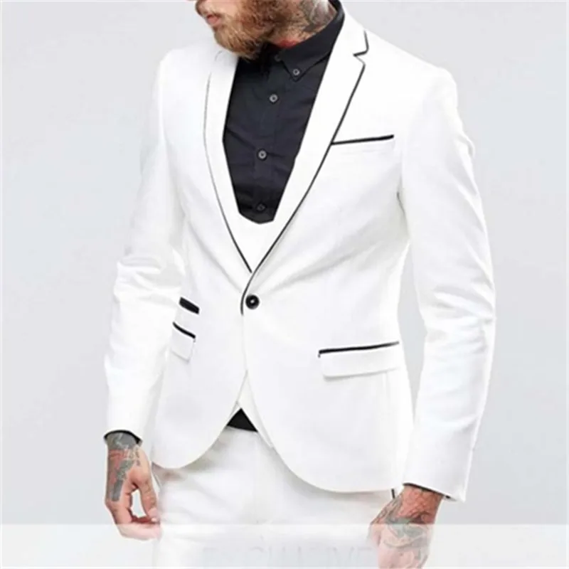 White Men Suit With Blazer Slim Fit Formal Tuxedos Wedding Prom Latest Coat Pant Designs Blazer Custom Made Clothes Men 2021 men blazer suit men slim fit office blazer jacket fashion solid wedding dress coat casual business male suit coat 4xl 5xl