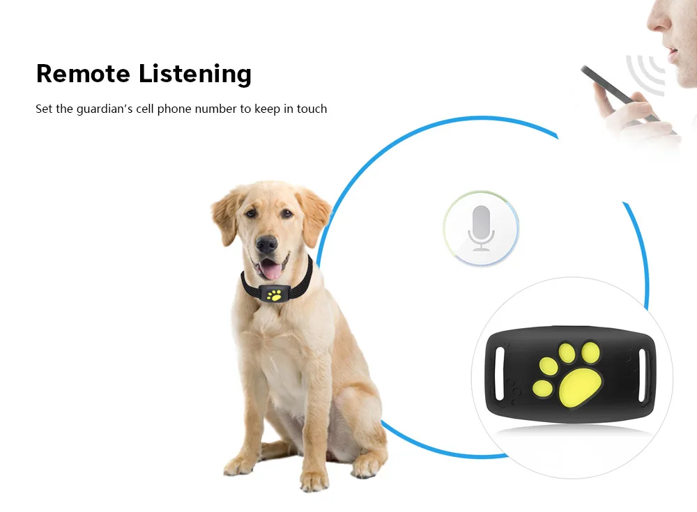 Pet GPS Tracker Dog Cat Collar Water-Resistant GPS Callback Function USB Charging GPS Trackers For Universal Dogs