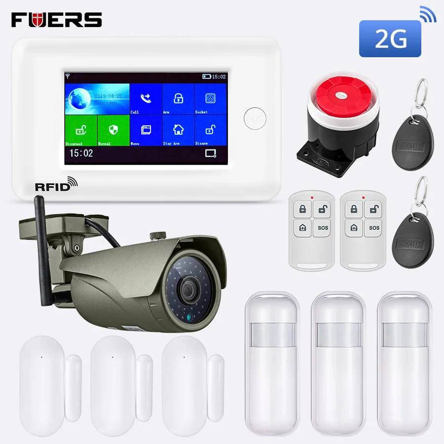 FUERS PG106 WIFI GSM сигнализация 2G 3G GPRS домашняя охранная хост приложение RFID контроль с 10