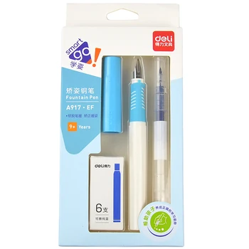 

Deli Papeleria Fountain Pens Student Office Writing EF Posture Correction Fountain Pen Erasable Ink Blue Pen Students Stationary