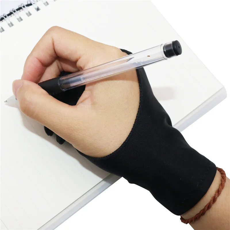 2 Pcs Free Size 2 Finger Graphic Tablet Drawing Anti Touch Gloves