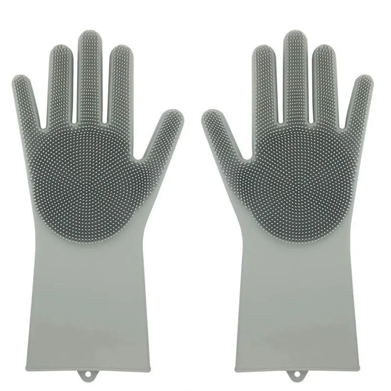 1 pairs Food Grade Dishwashing Gloves Silicon Dishes cleaning Gloves with Cleaning Brush Kitchen Wash Housekeeping new #d04 (11)