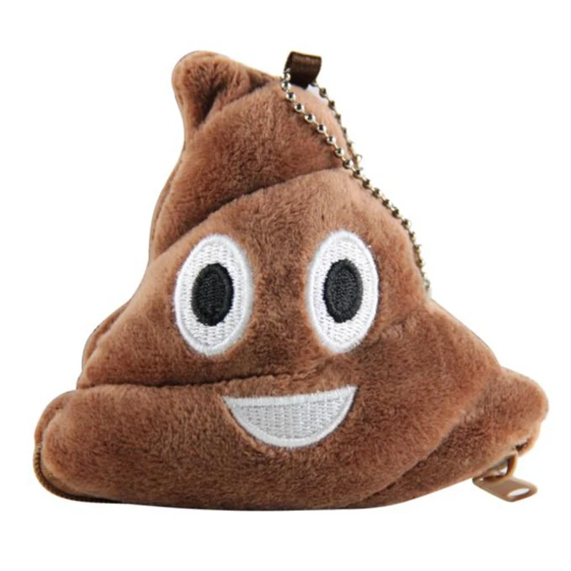 Women Mini Wallet Coin Zipper Poo Plush Soft Emoji Emoticon Gift Key